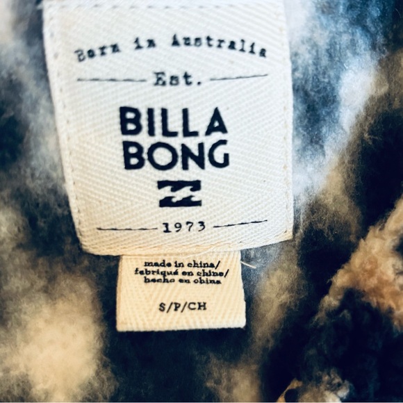 BILLABONG Cozy Days Sherpa Fleece Jacket Leopard Print Snap Closure Size Small - Picture 11 of 16